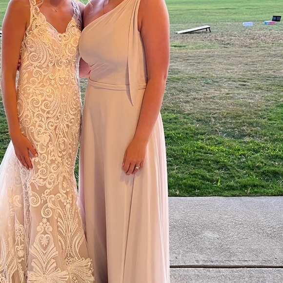 Morilee 21539 One Shoulder Chiffon Bridesmaids Dress Dew Drop Color - Picture 2 of 6